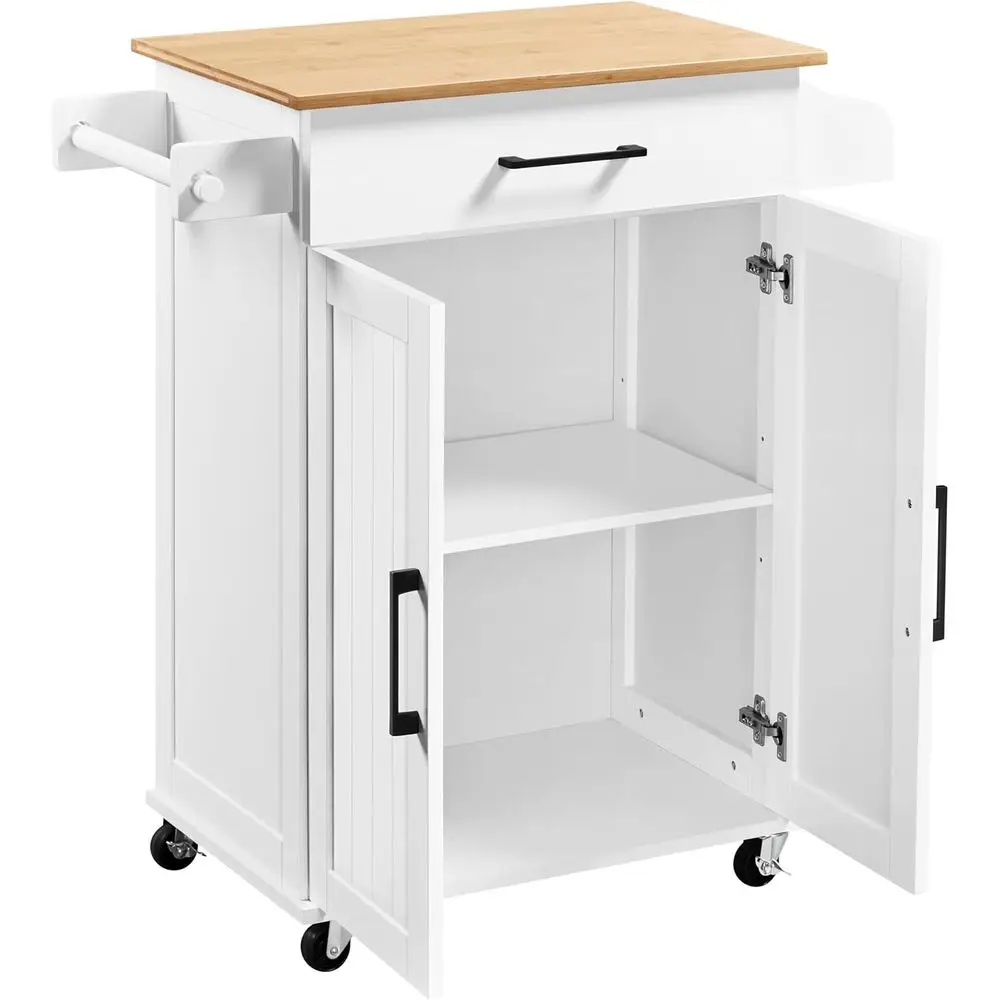 Kitchen Queen - Carrello da Cucina Bianco con Ripiani